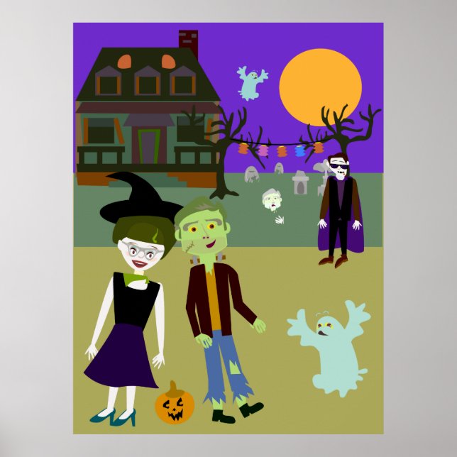 Poster Halloween Hangout amusant dessin d'art (Devant)
