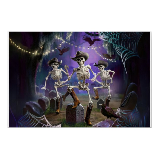 Poster Halloween Hoedown, Skeletons dansants Horiz (Devant)