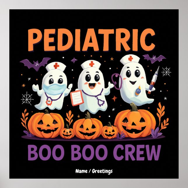 Poster Halloween infirmière pédiatrique Boo Boo Crew Funn (Devant)