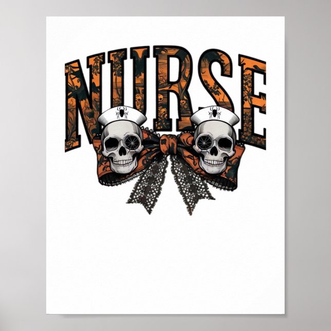 Poster Halloween Infirmière Scary Coquette Bow Classic T- (Devant)