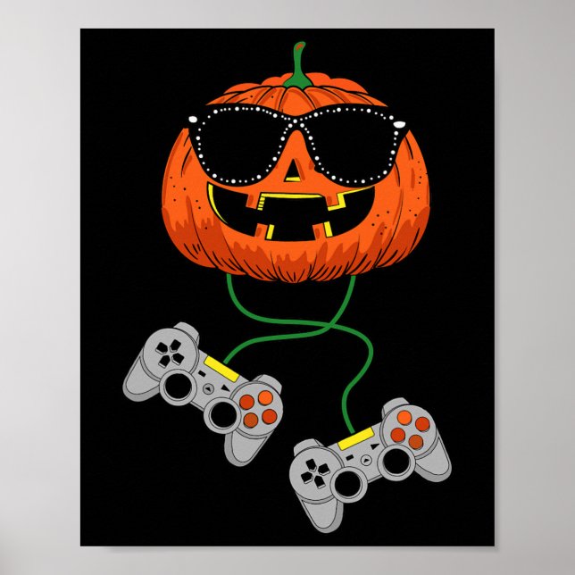 Poster Halloween Jack-o'-lantern Gamer Boys Enfants Homme (Devant)