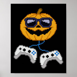 Poster Halloween Jack-o'-lantern Pixeleleled Jeu Gamer Bo