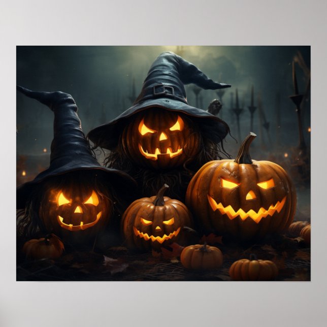 Poster Halloween Jack O’Lanterns Haunted Graveyard (Devant)