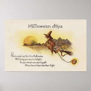 Poster Halloween JoysWitch on Broom