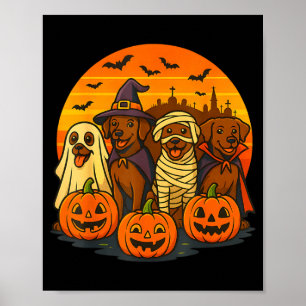 Poster Halloween labrador brun fantôme effrayant chocolat
