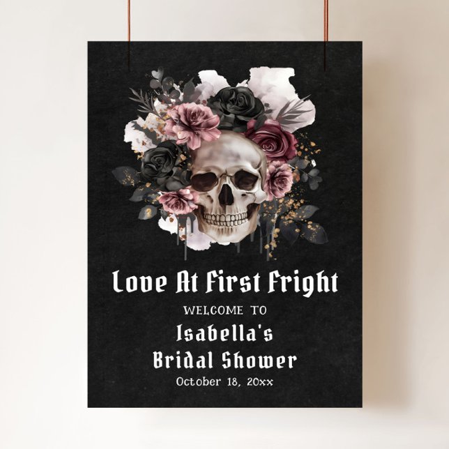 Poster Halloween L'Amour À La Première Fête des mariées B (Halloween Love At First Bridal Shower Welcome Poster)