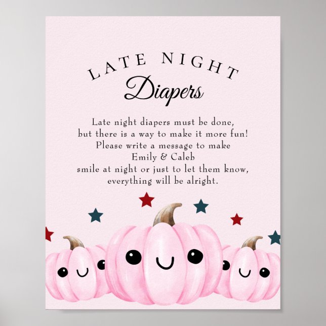 Poster Halloween Late Night Diapers Baby Shower Game (Devant)