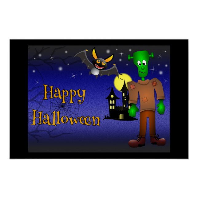 Poster Halloween Maison et Monstre (Devant)