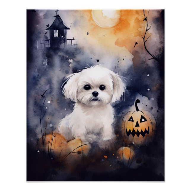 Poster Halloween Maltais Avec Peur Citrouille (Devant)