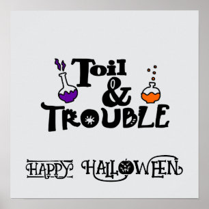 Poster Halloween Mignonne drôle Whimsical Toil & Trouble