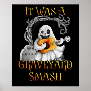 Poster Halloween Monster Mash Ghost Graveyard Smash