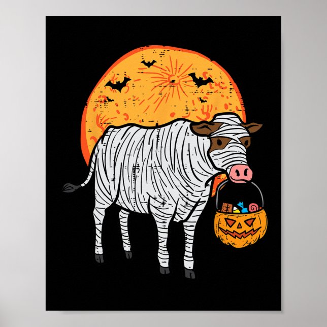 Poster Halloween Mummy Cow Trick Treat Farm Costume Garço (Devant)