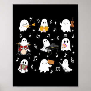 Poster Halloween Musique Professeur Fantôme Jouer Inst Mu