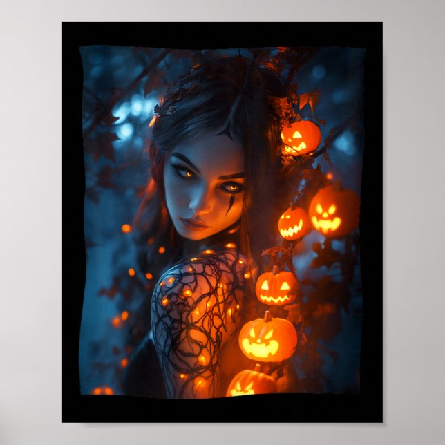 Poster Halloween Mystical Enchanter sorcière brillant Pum (Devant)