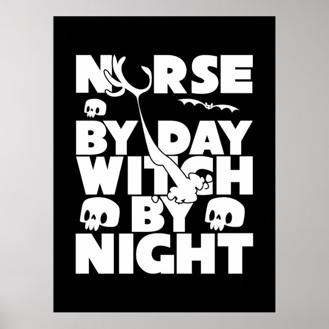 Poster Halloween Nurse By Day Witch By Nights (Devant)