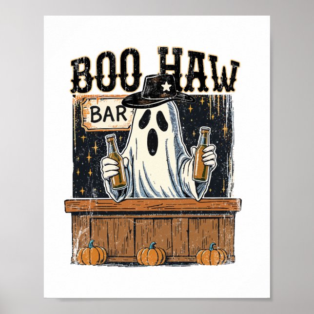 Poster Halloween occidentale rétro Boo Haw (Devant)