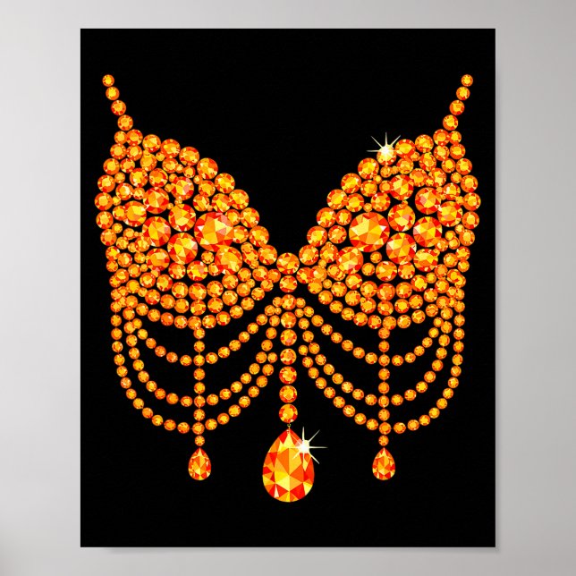Poster Halloween Orange Bra Design Costume Show Girls  (Devant)