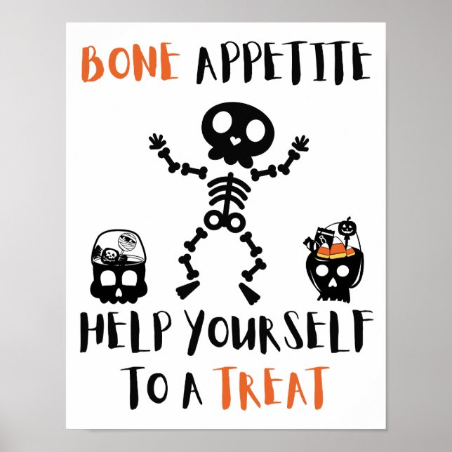 Poster Halloween os appétit squelette déplaisant bonbon p (Devant)