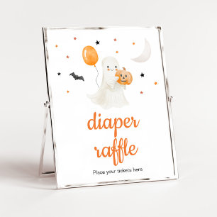 Poster Halloween Petit Boo Baby shower Déchets Raffle