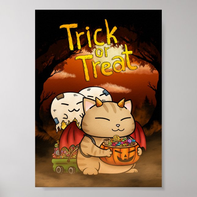 Poster Halloween Petit Diable Chat (Devant)