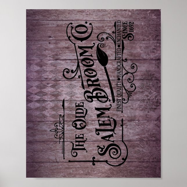 Poster Halloween Purple Grunge Gothique Salem Broom Compa (Devant)