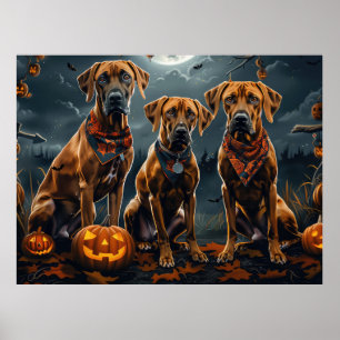 Poster Halloween Rhodesian Ridgeback Éffrayant