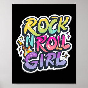 Poster Halloween Rock N Roll Girl Retro Costume Graffiti