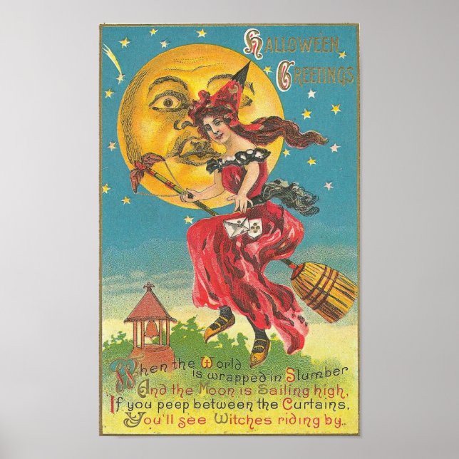 Poster Halloween Salutations Femme Dans La Chambre (Devant)