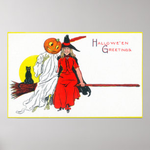 Poster Halloween Salutations Witch