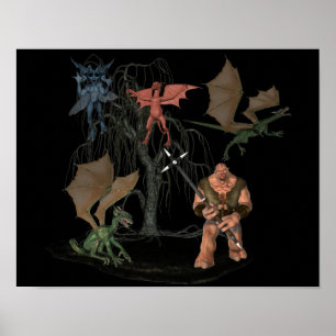 Poster Halloween Scary Ogre Goblin Creatures