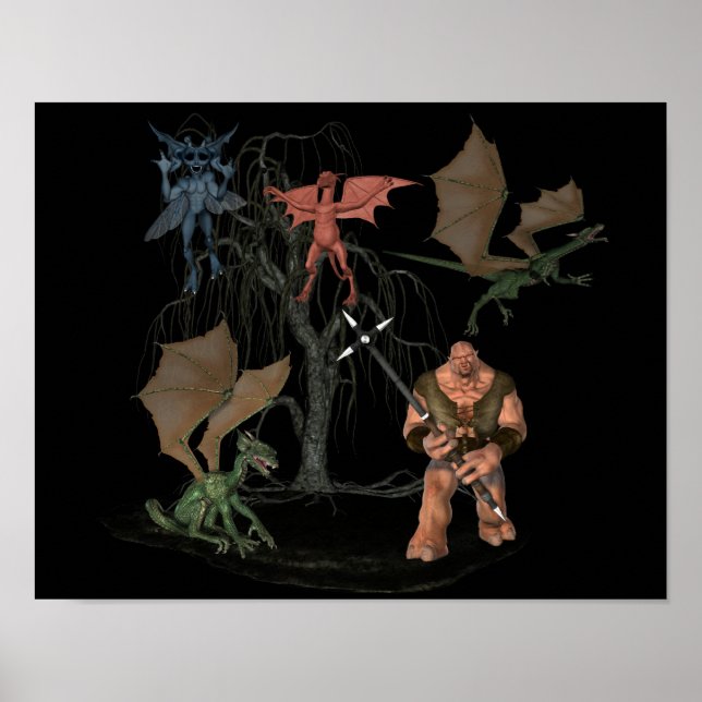Poster Halloween Scary Ogre Goblin Créatures (Devant)