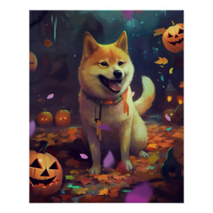 Poster Halloween Shiba Inu Avec La Peur Citrouille