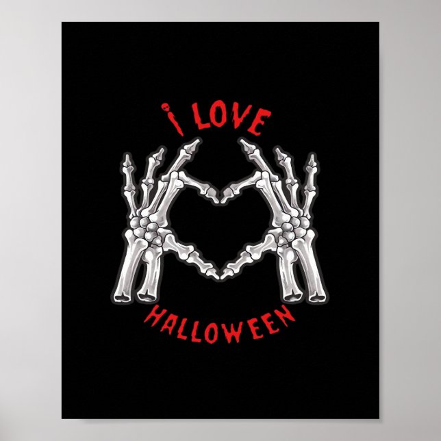 Poster Halloween Skeletal Mains Coeur drôle Dire (Devant)