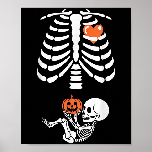 Poster Halloween Skeleton Baby Rib Cage Maternity Pregnan (Devant)