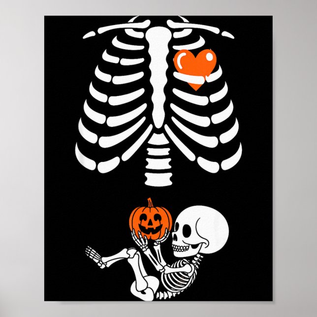 Poster Halloween Skeleton Baby Rib Cage Maternity Pregnan (Devant)