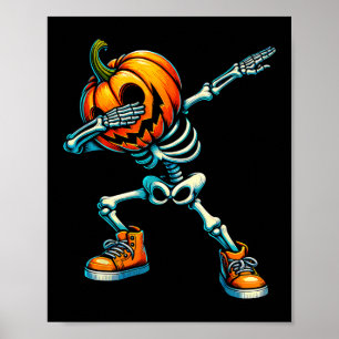 Poster Halloween Skeleton Boys Trick Treat Funny Citrouil