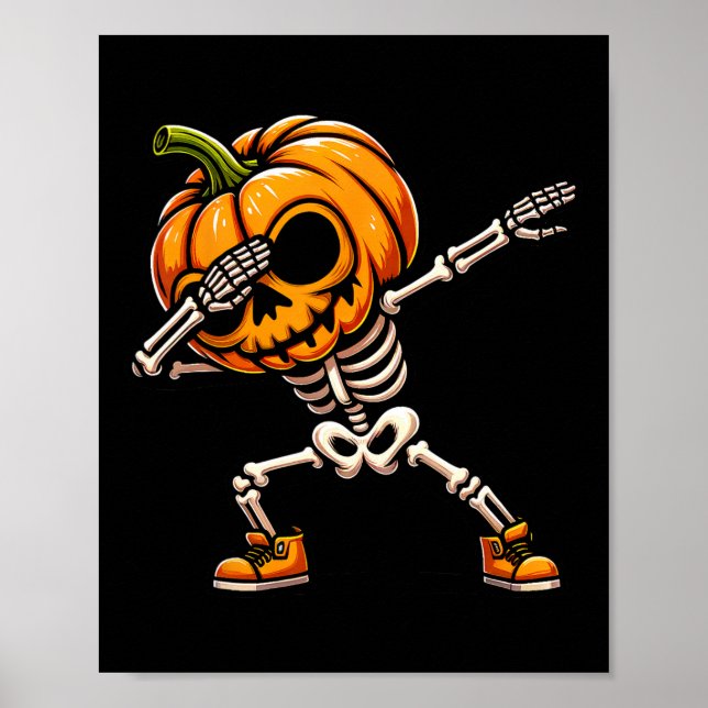 Poster Halloween Skeleton Boys Trick Treat Funny Citrouil (Devant)
