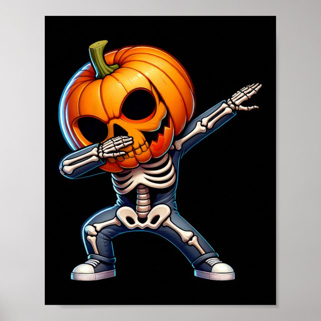 Poster Halloween Skeleton Boys Trick Treat Funny Citrouil (Devant)