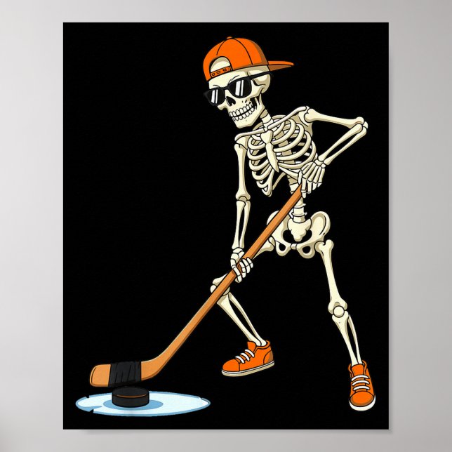 Poster Halloween Skeleton Funny Hockey For Boys Teens Men (Devant)