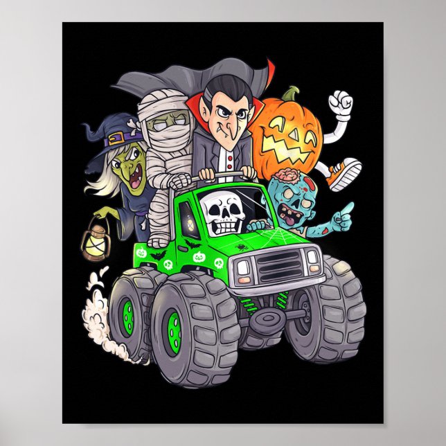 Poster Halloween Skeleton Zombie Monster Truck Vampire Bo (Devant)