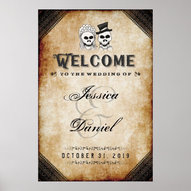 Poster Halloween Skeletons Brown 24x36 Bienvenue au Maria (Devant)