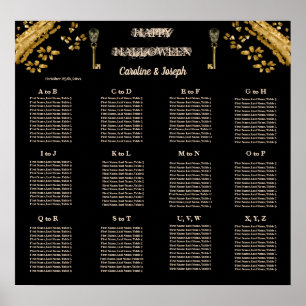 Poster Halloween Skuls Noirs & Or & Gold Seed Chart