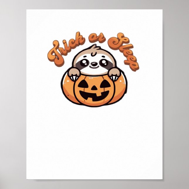 Poster Halloween Sloth Trick ou Sleep Jote Slote Citrouil (Devant)