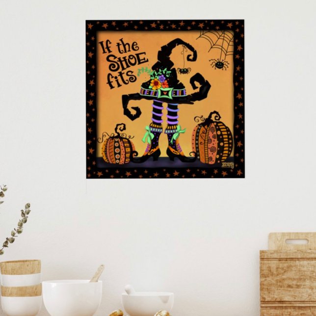Poster Halloween sorcière Casquette mignonne chaussures I (Créateur téléchargé)