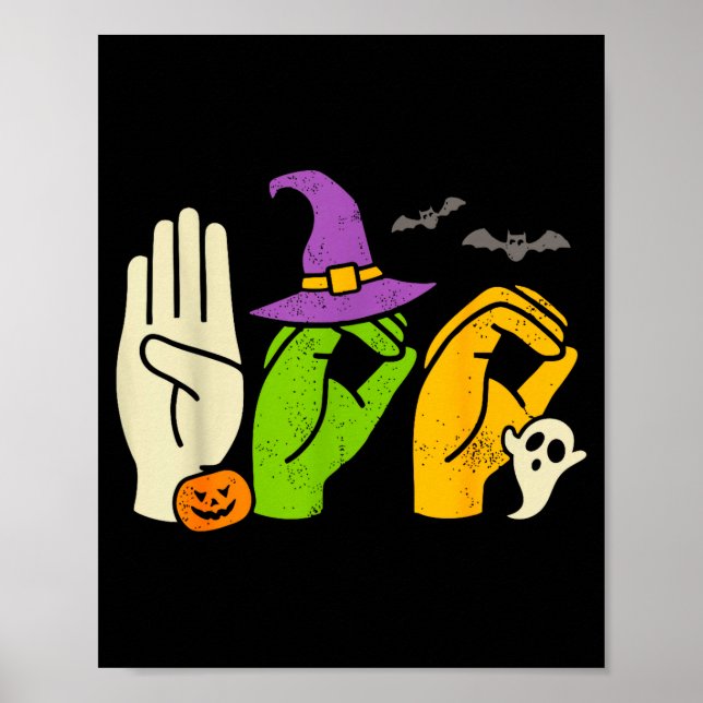 Poster Halloween Sped Teacher Boo In Asl Boo Hands Sign L (Devant)