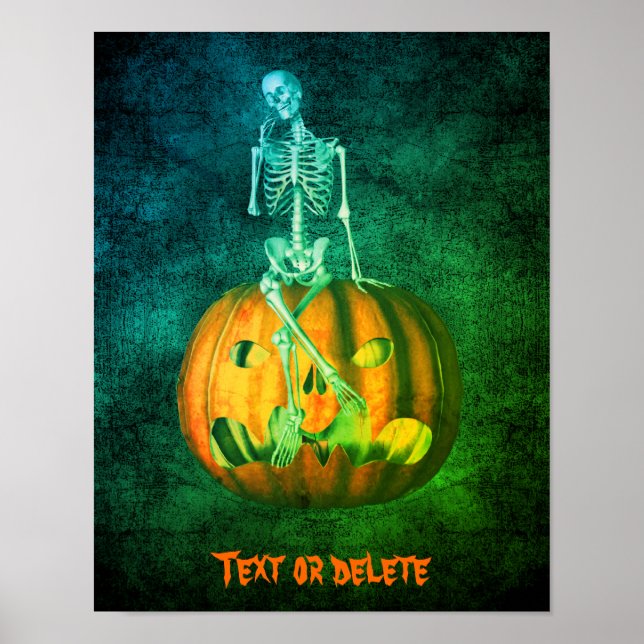Poster Halloween squelette Citrouille personnalisé (Devant)