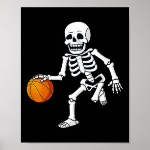 Poster Halloween Squelette Dribbling Basketball Garçons F