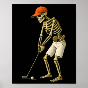 Poster Halloween Squelette Golf Costume Drôle Hommes Garç