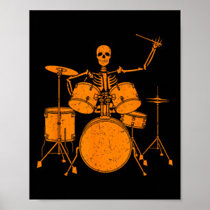 Poster Halloween Squelette Jouer Drum Cute Drôle Drums G