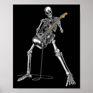 Poster Halloween Squelette Jouer Guitare Rock Et Roll Nd